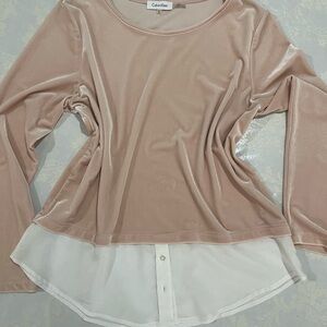 Calvin Klein Women's Pink and White Top